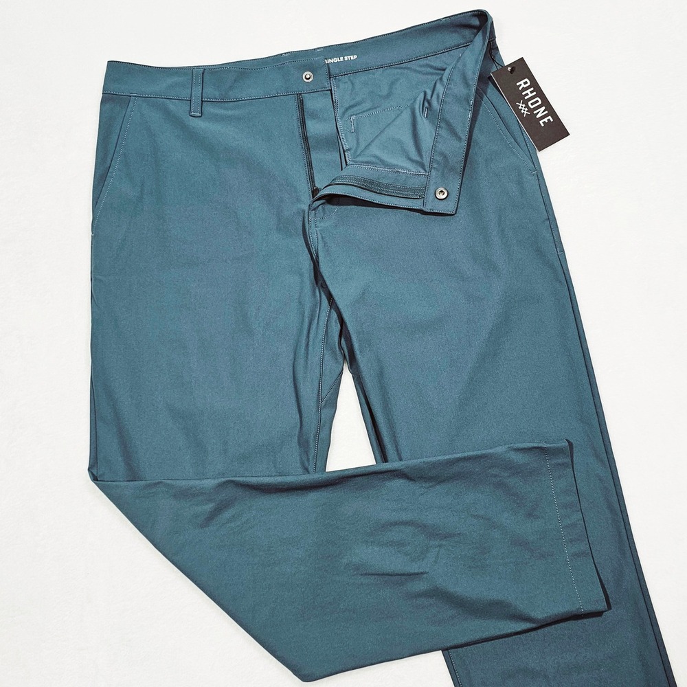 Rhone Commuter Pant Slim Mens 33x28 Teal Blue Flex-Knit Performance Tech Travel